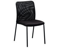 Chaise visiteur reconditionnée - assise tissu et dossier maille - noir