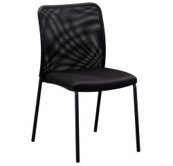 Chaise visiteur reconditionnée - assise tissu et dossier maille - noire