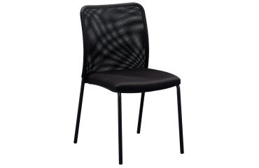 Chaise visiteur reconditionnée - assise tissu et dossier maille - noir