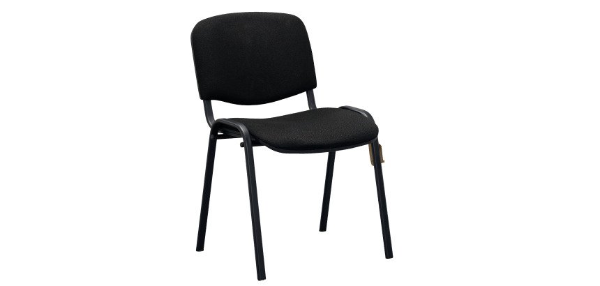 Chaise visiteur reconditionnée - assise et dossier tissu - noire