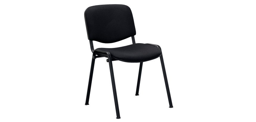 Chaise visiteur reconditonnée - assise et dossier tissu - noire