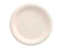 Assiette en canne à sucre Ø 18 cm, blanche - Lot de 50