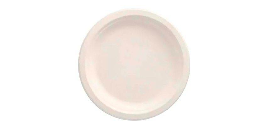 Assiette en canne à sucre Ø 18 cm, blanche - Lot de 50