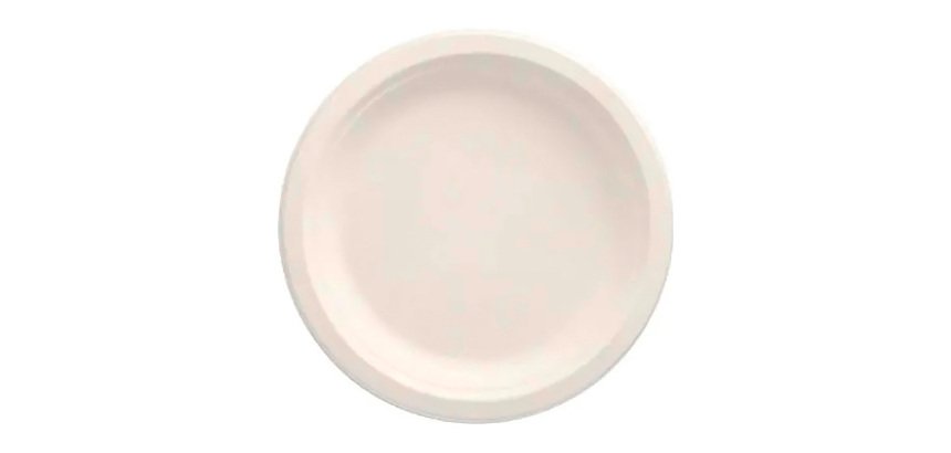 Assiette en canne à sucre Ø 18 cm, blanche - Lot de 50