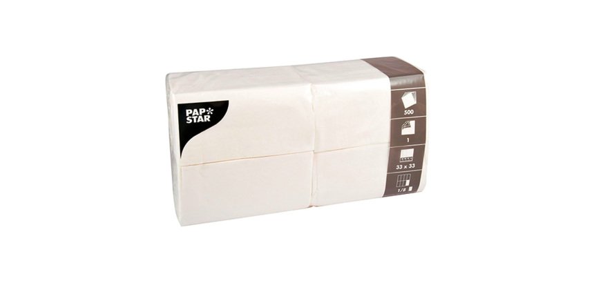 Serviette de table en papier pliage 1/8, 1 pli,  33 x 33 cm - Paquet de 500