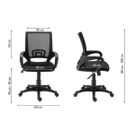 Chaise de bureau SPRING tissu et maille - avec accoudoirs et soutien lombaire - Mécanisme Basculant centré - Pied noir