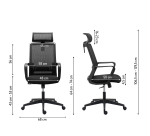 Chaise de bureau SPRITZ tissu et maille - avec accoudoirs et soutien lombaire - Appui-tête - Mécanisme Basculant centré - Pied noir