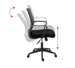 Chaise de bureau Cere tissu et maille Noir - dossier bas - accoudoirs - mécanisme Basculant centré - pieds noir