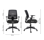 Chaise de bureau Douglas tissu et maille noir - dossier bas accoudoirs - mécanisme Haut/bas - pieds noir