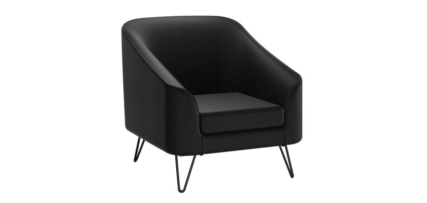 Fauteuil Evazion, 1 place, pieds métal, simili cuir anthracite