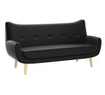 Canapé Luze 3 places - pieds métal revêtement simili cuir anthracite