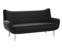 Canapé Luze 3 places - pieds métal revêtement simili cuir anthracite