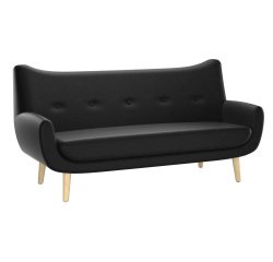 Canapé Luze 3 places - pieds métal revêtement simili cuir anthracite