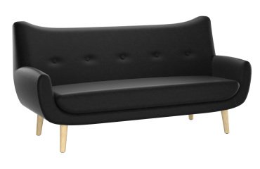 Canapé Luze 3 places - pieds métal revêtement simili cuir anthracite