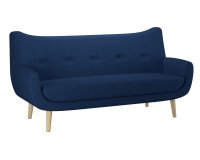 Canapé 3 places Luze, pieds bois, tissu bleu