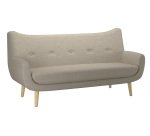 Canapé 3 places Luze, pieds bois, tissu