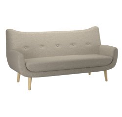 Canapé 3 places Luze, pieds bois, tissu