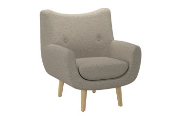 Fauteuil Luze 1 place, pieds bois, tissu