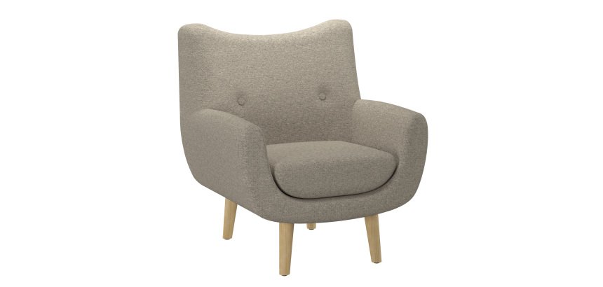 Fauteuil Luze 1 place, pieds bois, tissu