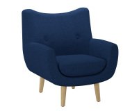 Fauteuil Luze, 1 place, pieds bois, tissu