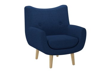 Fauteuil Luze, 1 place, pieds bois, tissu