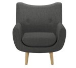 Fauteuil Luze, 1 place, pieds bois, tissu