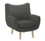 Fauteuil Luze, 1 place, pieds bois, tissu