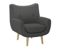 Fauteuil Luze, 1 place, pieds bois, tissu