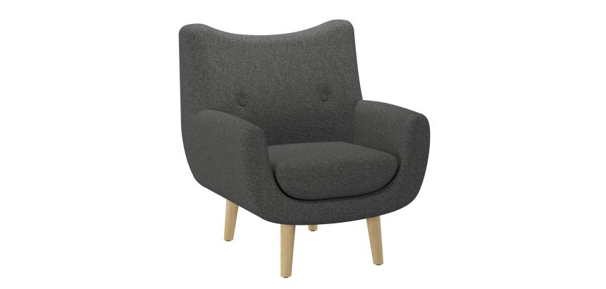 Fauteuil Luze, 1 place, pieds bois, tissu