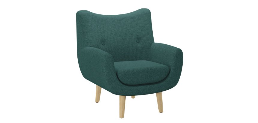 Fauteuil Luze 1 place - pieds bois revêtement tissu Noma