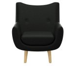 Fauteuil Luze, 1 place, pieds bois, revêtement simili cuir anthracite