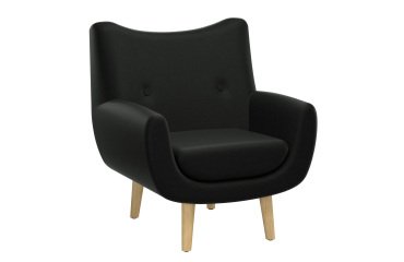 Fauteuil Luze, 1 place, pieds bois, revêtement simili cuir anthracite
