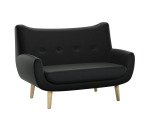 Canapé Luze 2 places - pieds métal revêtement simili cuir anthracite