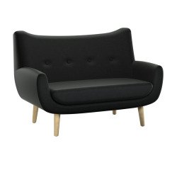 Canapé Luze 2 places - pieds métal revêtement simili cuir anthracite