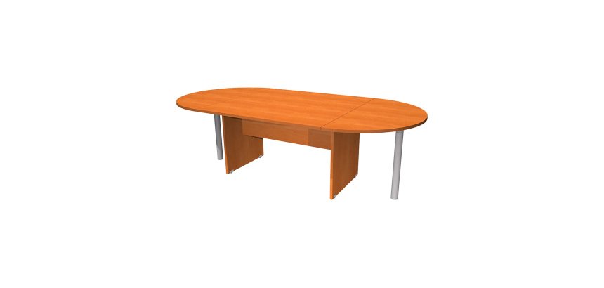 Oval meeting table with panel legs and metal support legs