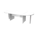 Tavolo riunioni ovale con gambe a pannello e gambe in metallo a supporto