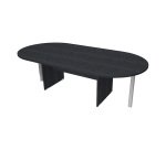 Oval meeting table with panel legs and metal support legs