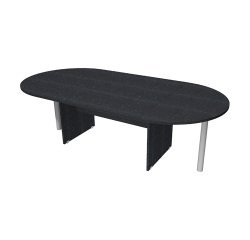 Oval meeting table with panel legs and metal support legs