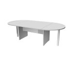Oval meeting table with panel legs and metal support legs