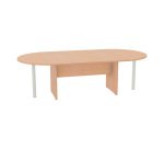 Oval meeting table with panel legs and metal support legs