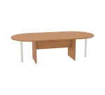 Oval meeting table with panel legs and metal support legs