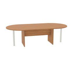 Oval meeting table with panel legs and metal support legs