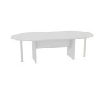 Oval meeting table with panel legs and metal support legs