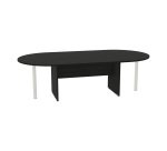 Oval meeting table with panel legs and metal support legs