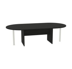 Oval meeting table with panel legs and metal support legs