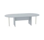 Tavolo riunioni ovale con gambe a pannello e gambe in metallo a supporto