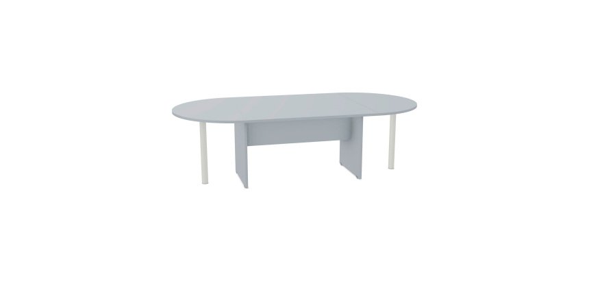 Oval meeting table with panel legs and metal support legs
