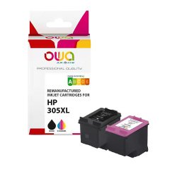 Pack 2 cartuchos de tinta Owa compatibles con HP 305XL (negro + tricolor)