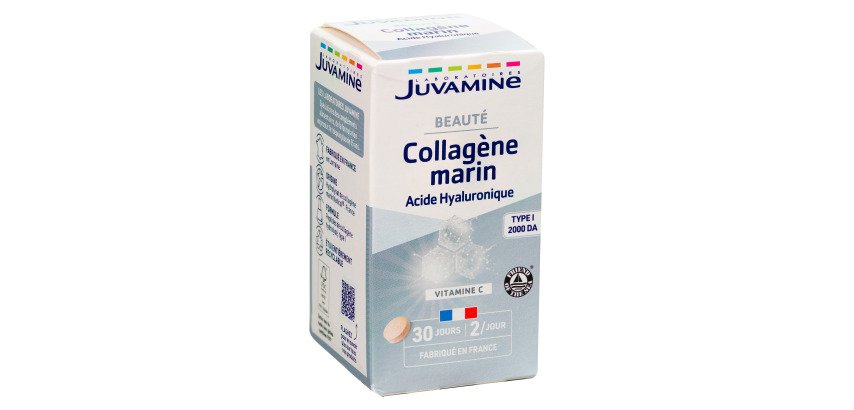Complément alimentaire Juvamine Collagène marin et Acide hyaluronique - Boîte de 60 comprimés