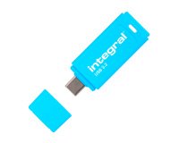 Pakket van 2 Integral Neon-C USB 3.2 32 GB USB-C geheugensticks blauw en geel